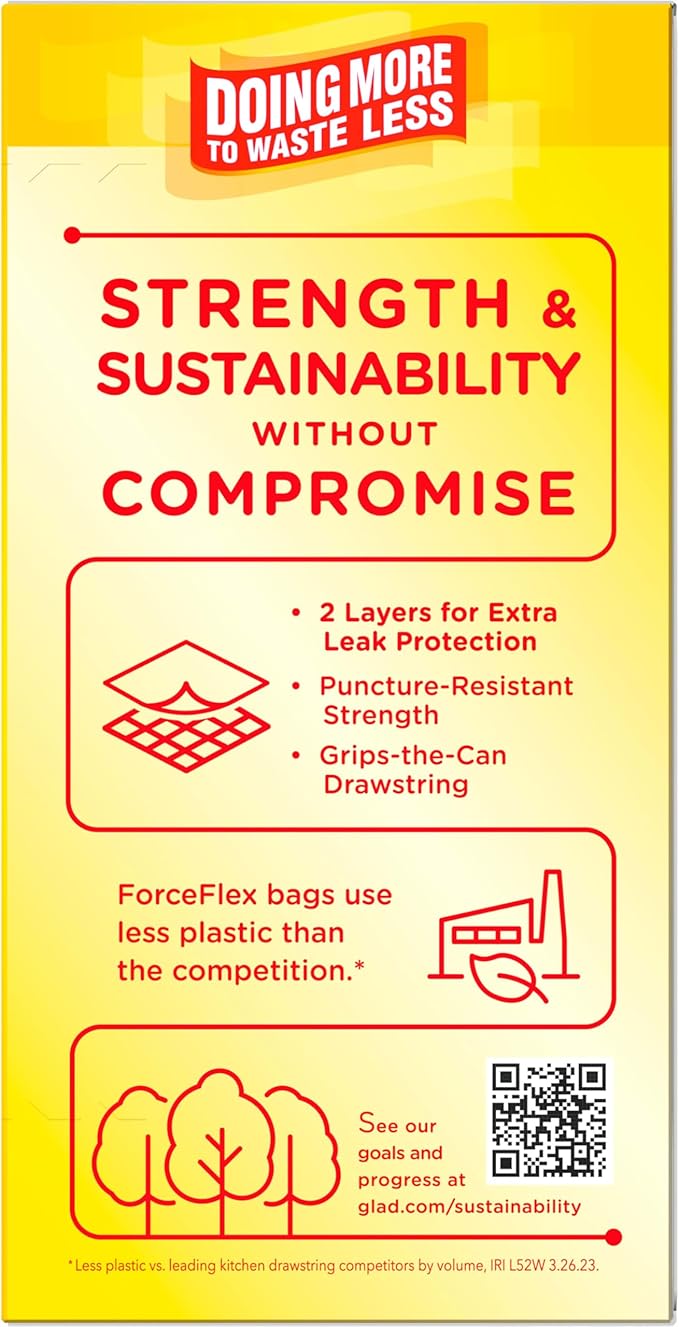 Glad ForceFlex Tall Kitchen Drawstring Trash Bags, 13 Gal, Fragrance Free - Image 10