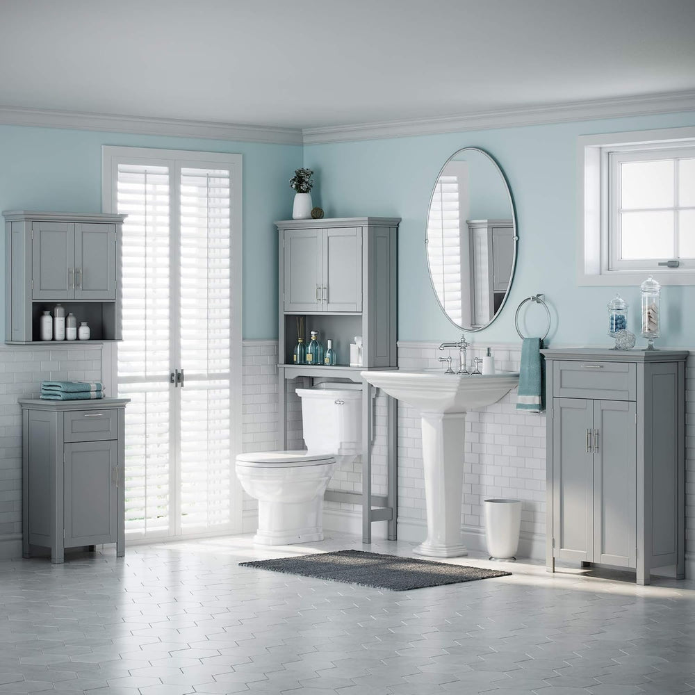 RiverRidge 06-076 Home Somerset Collection Single Door Floor Cabinet, Gray, N...