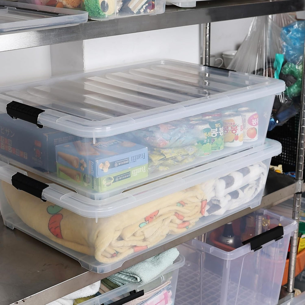 Gloreen 3 Pack Large Under Bed Storage Boxes with Wheels, 50 Quart, Clear
