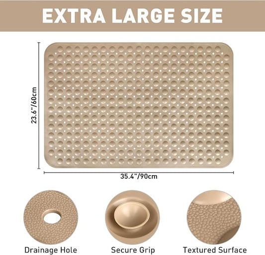 Shower Mat Non Slip: 35.4 x 23.6 Inch Extra Large TPE Shower Mats - Image 2
