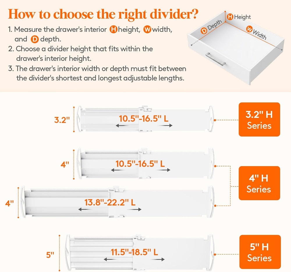 Lifewit 14 Pack 4" High Drawer Divider, Adjustable Drawer Organizer Clothes