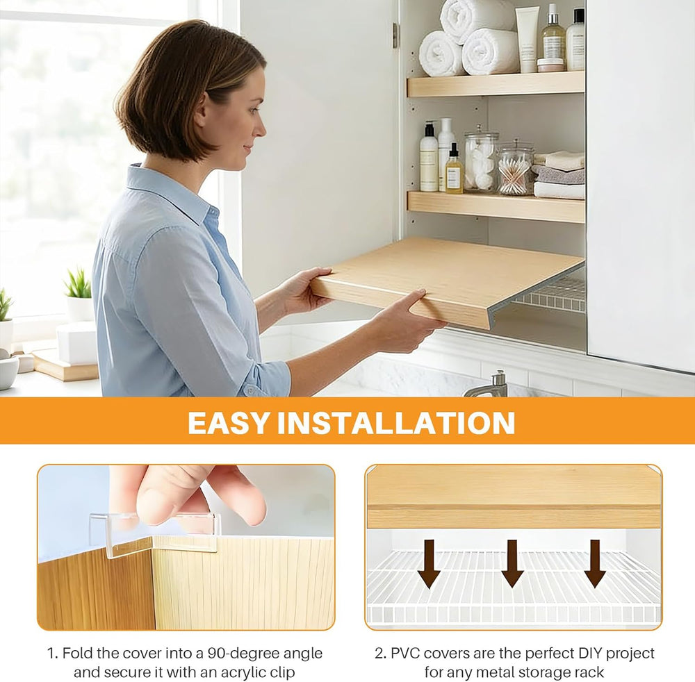 4 Pcs Custom Size Wire Shelf Covers for Pantry, Waterproof Moisture-Resistant...