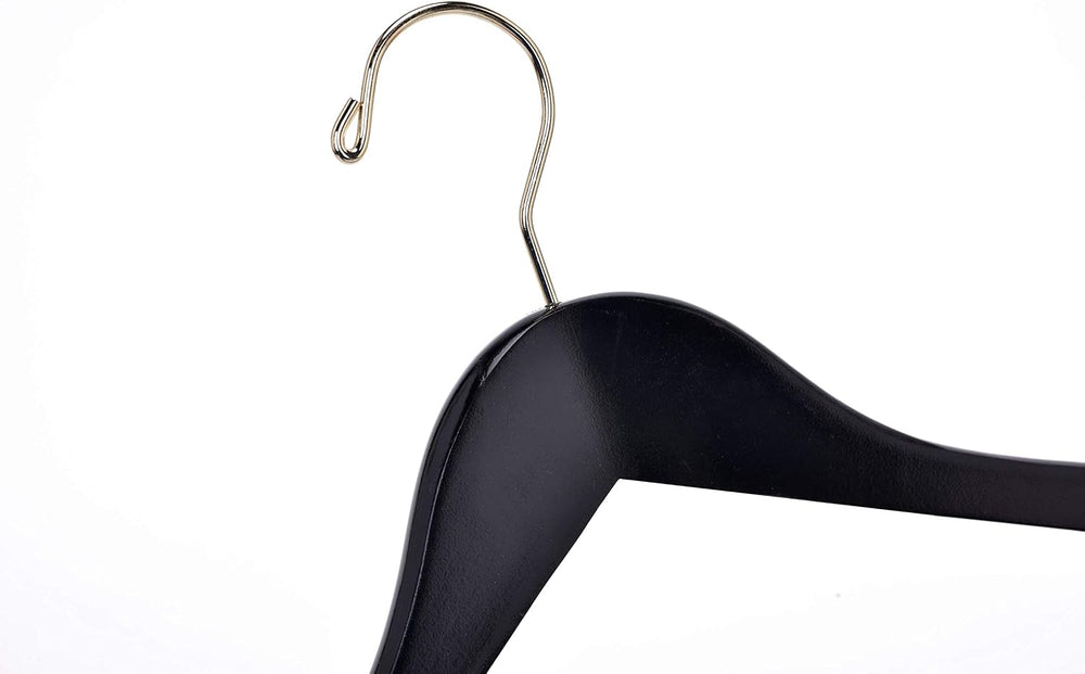 Quality Black Wooden Skirt Hangers with Clips, 20-Pack Smooth Solid Wood Pant...