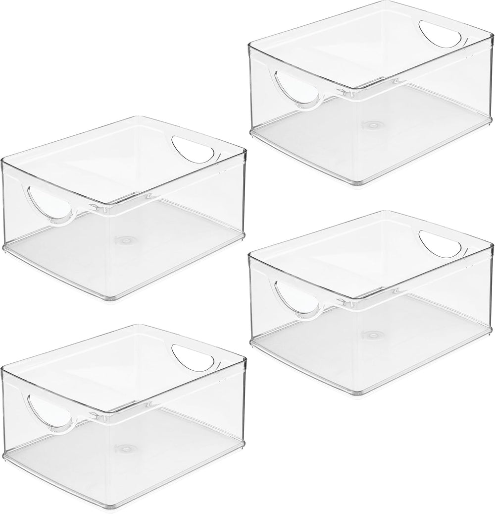 iDesign Plastic Stackable Kitchen Cabinet Storage Bin, Clear, 4-Pack