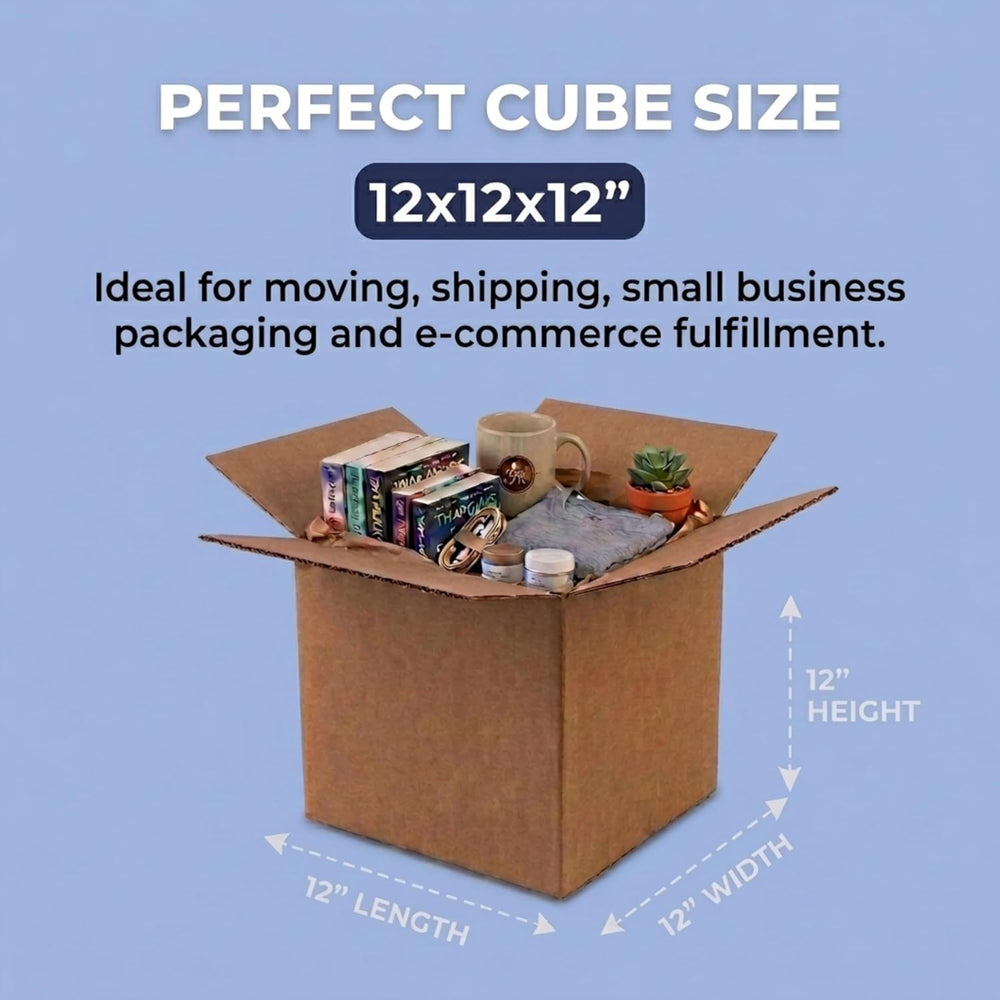 BOX USA Cube Shipping Boxes 12"L x 12"W x 12"H (25-Pack) - Sma...