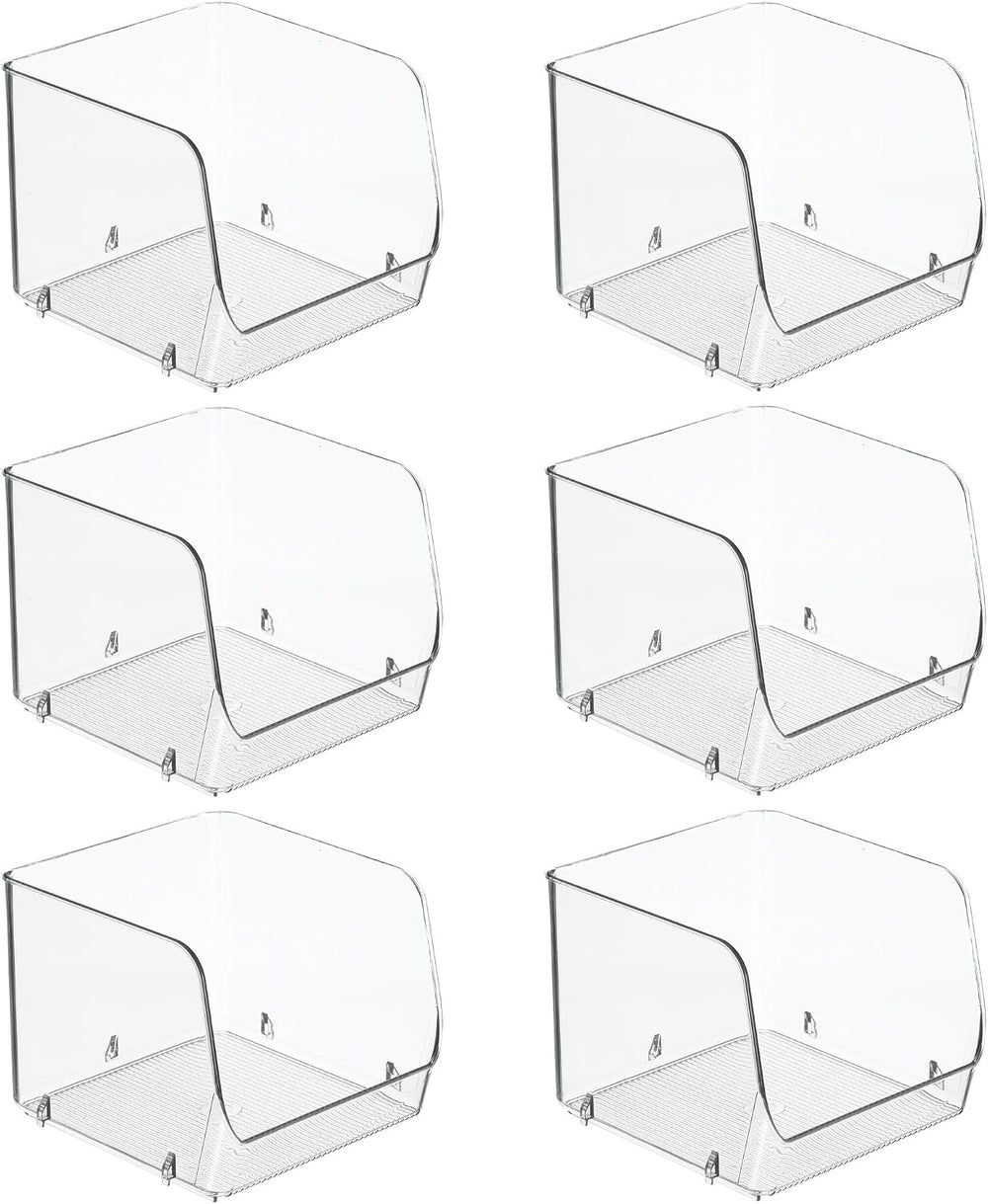 iDesign Stackable Open-Front Storage Bins, Set of 6, Clear