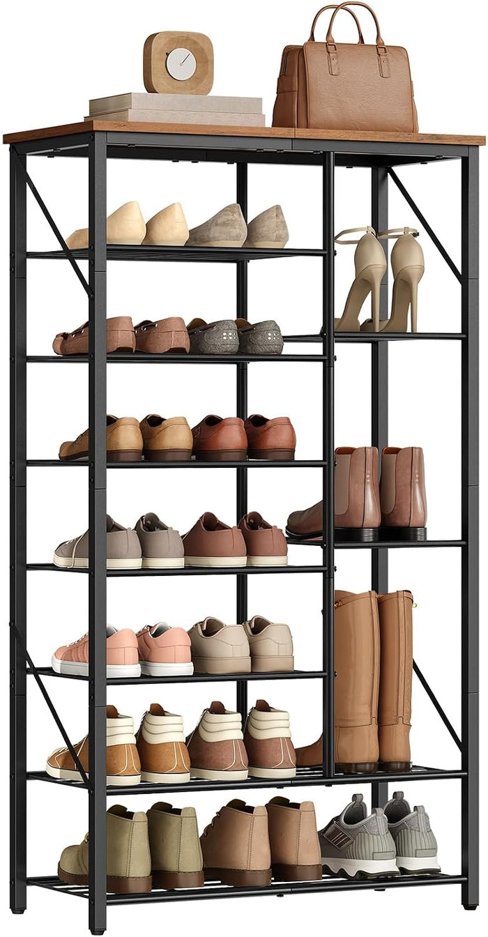 HOOBRO 8 Tier Shoe Rack for Entryway, Large Capacity Tall Shoe Storage