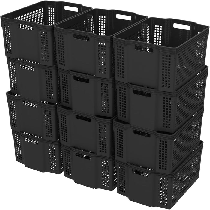 Stackable Woven Basket, Pantry Storage Bins, 12 Pack Baskets Set