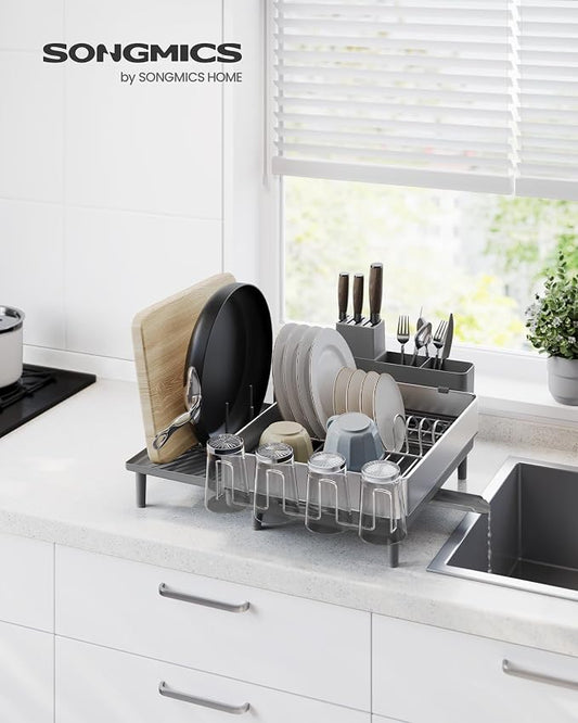 SONGMICS Large Dish Drying Rack, Expandable Dish Dryer - Image 2