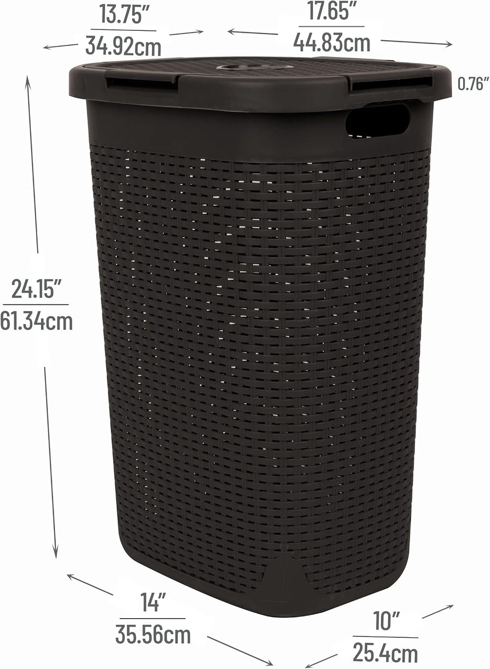 Mind Reader Slim Laundry Hamper with Lid, 60L Tall Clothes Basket, Narrow Tap...
