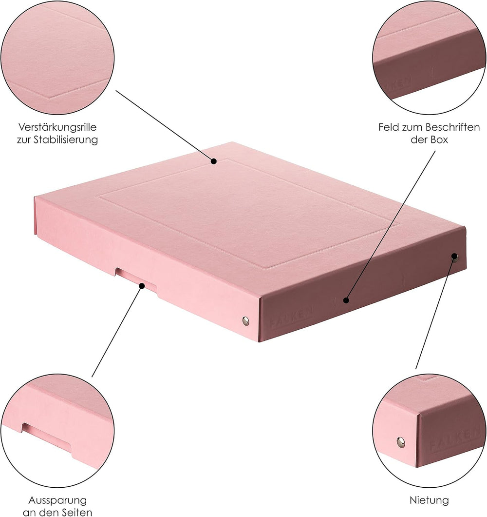 FALKEN Original PureBox Pastel, Made in Germany, 40 mm high, DIN A4, pink, st...