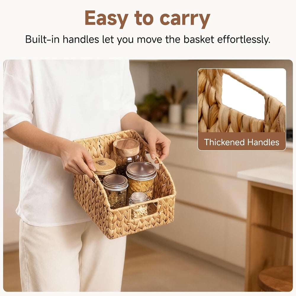 StorageWorks Pantry Baskets for Organizing, Wicker Basket with Built-in Handl...