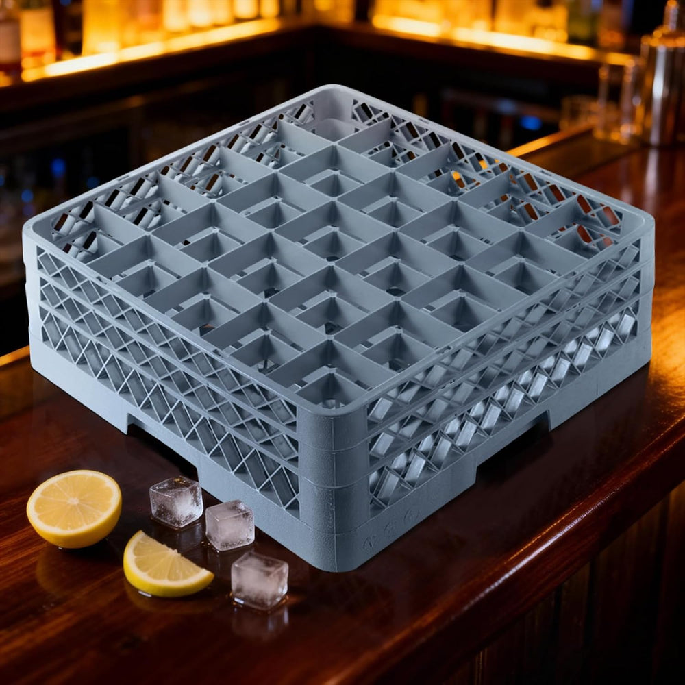 Commercial Cup Rack 3 Packs 25 Compartment Base with 2 Extenders | Polypropyl...