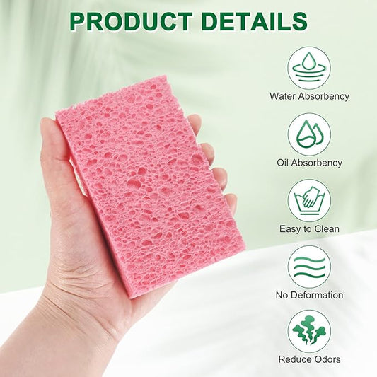 12-Pack Kitchen Sponges, Condense Eco Cellulose Non-Scratch Scrub Heavy Sponge - Image 2