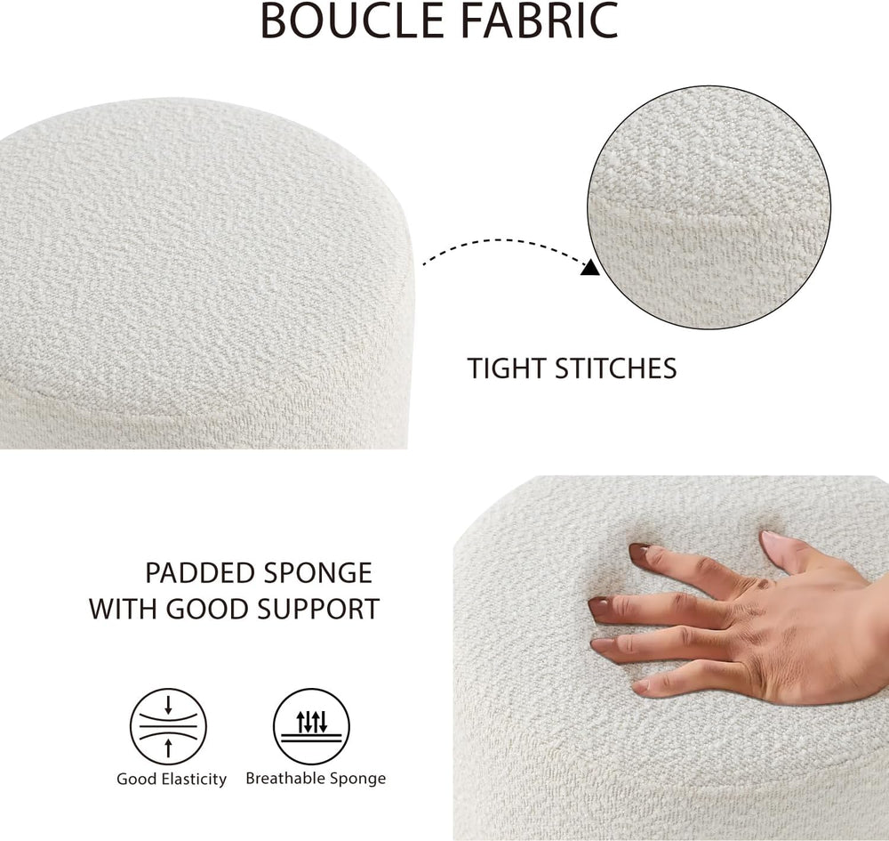 Get Set Style Modern Round Ottoman with Soft Padded Seat, Multifunctional Van...