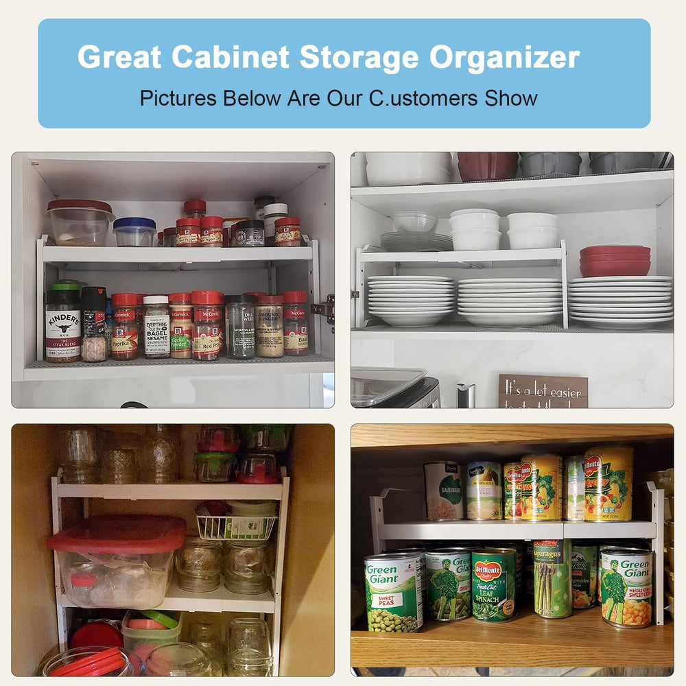 3 Pack Kitchen Cabinet Organizer Shelf, Stackable Expandable Shelves Organize...