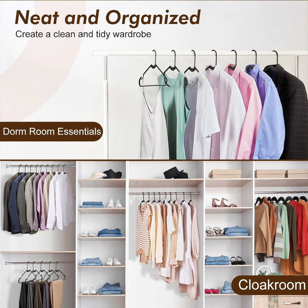 HOUSE DAY Black Plastic Hangers 100 Pack, Slim Clothes Hangers for Closet