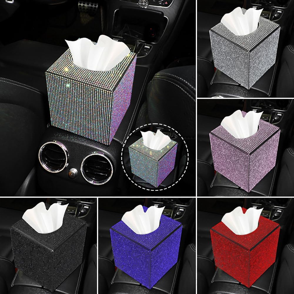 Bling Crystal Rhinestone Rectangular Tissue Box Cover - Sparkling Facial Napk...