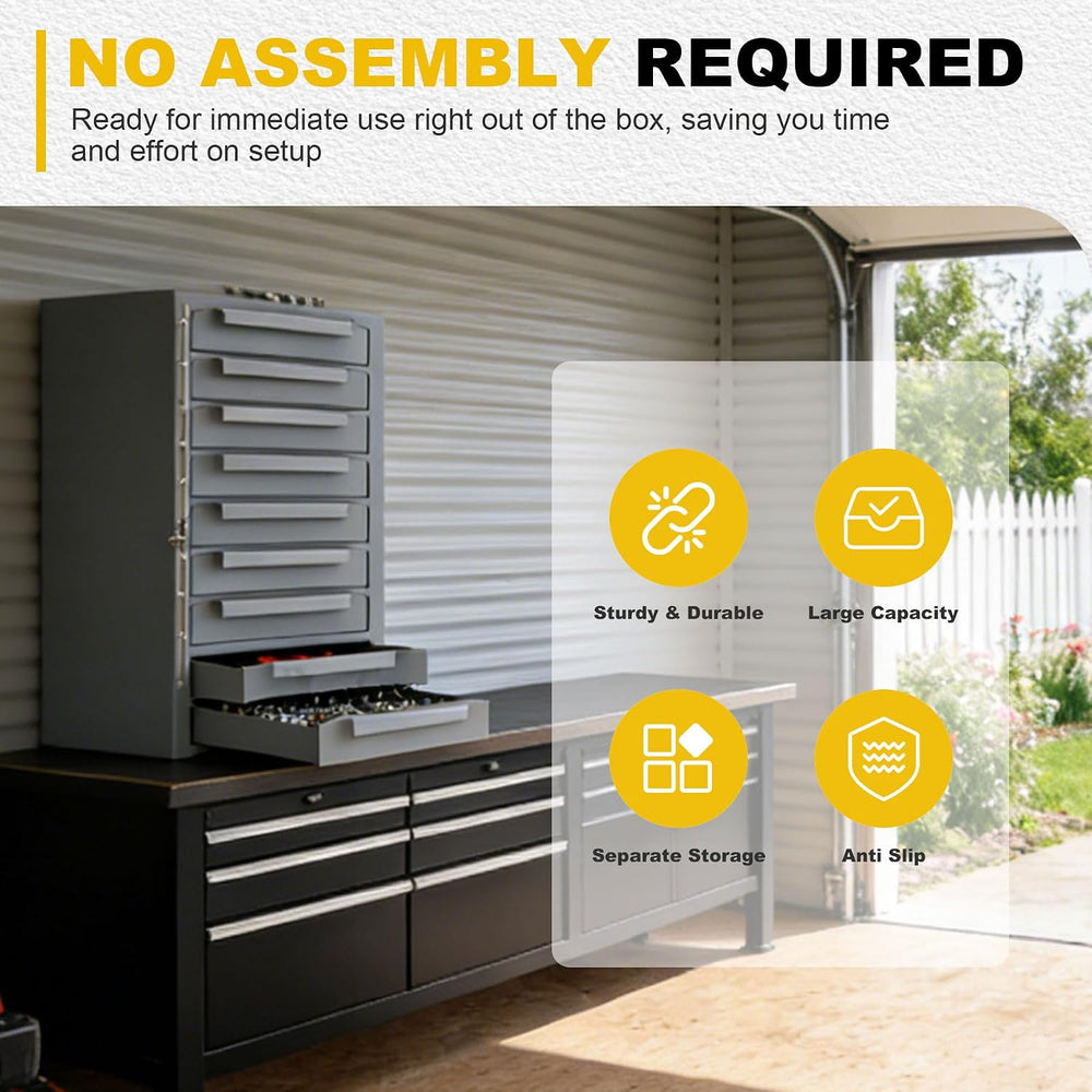 9-Drawer Storage Cabinet, Lockable Steel Parts Cabinet Bolt Bin
