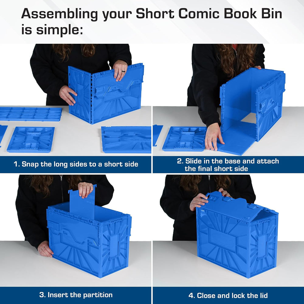 BCW Short Comic Book Bin, Holds 150 Comics Each, Blue, 2 Pack