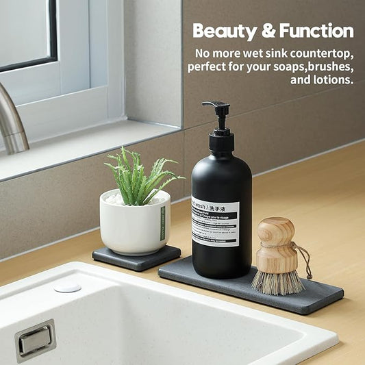 3PCS Water Absorbing Soap Dish Sponge Holder, Diatomite Stone Drying Tray Mat - Image 2