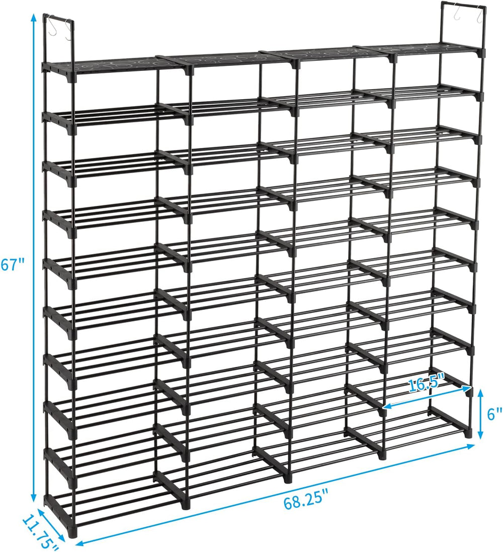 10 Tier Free Standing Shoe Rack, 80 Pairs Tall Vertical Shoe Shelf, Stackable...