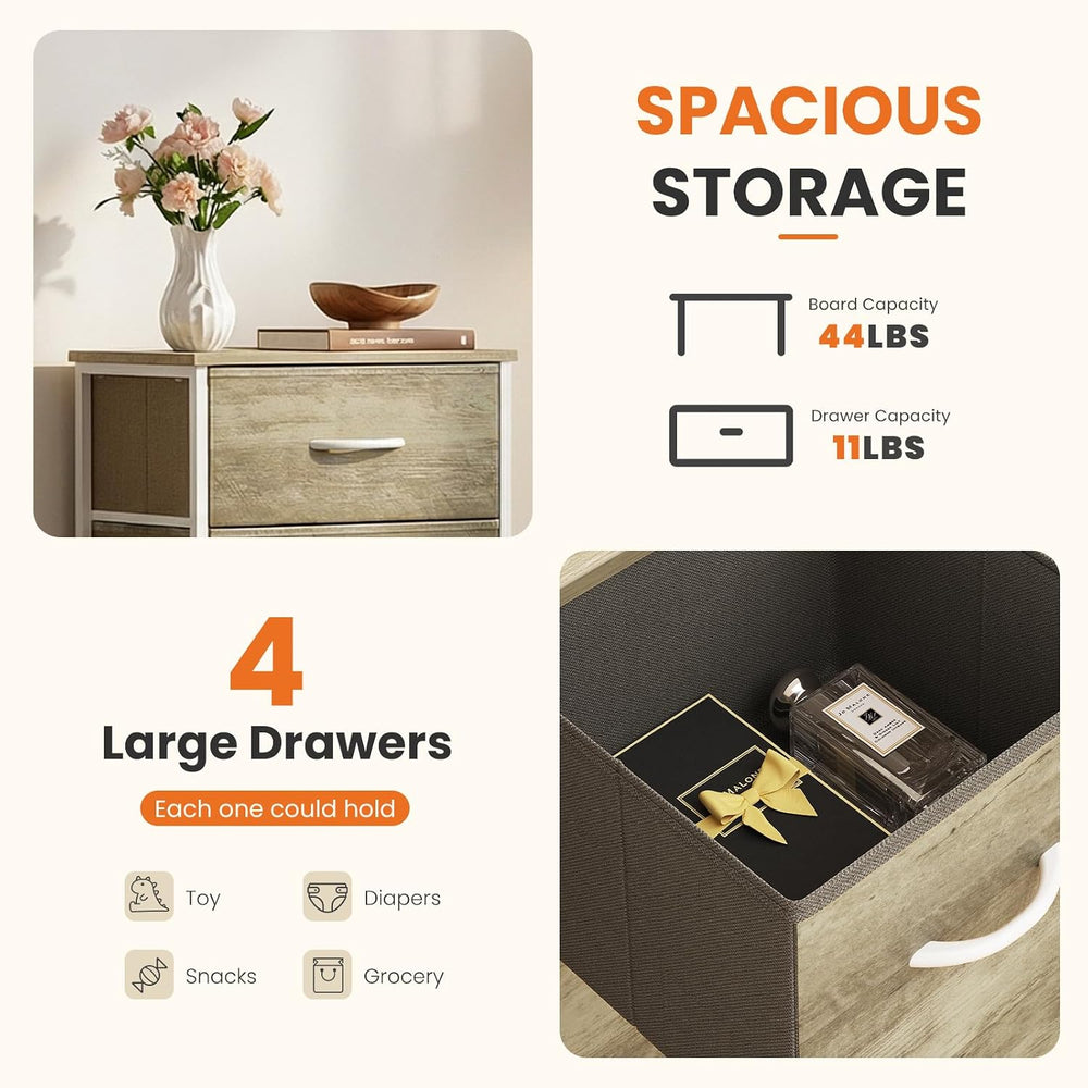 Sweetcrispy Dresser for Bedroom, 4 Drawer Storage Cabinet, Tall Nightstand