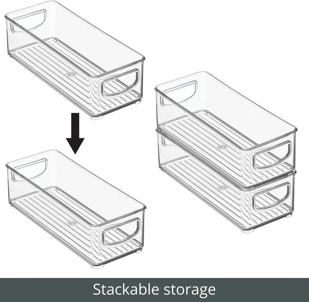 mDesign Plastic Stackable Small Organizing Bin Kitchen Pantry Cabinet, Refrig...