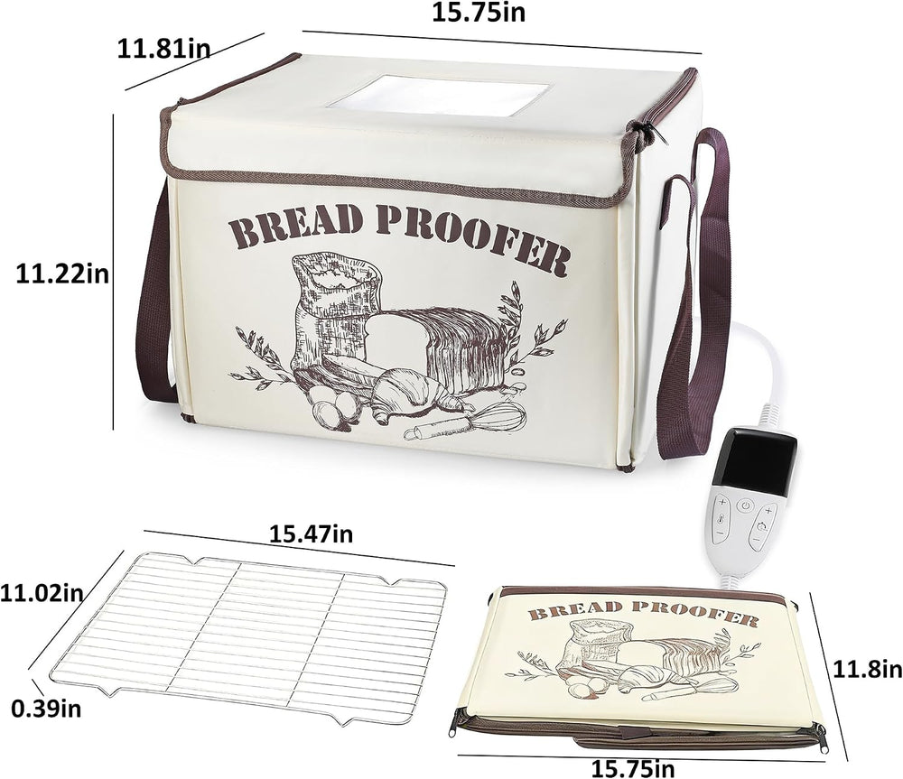 Folding Fabric Bread Proofing Box, Adjustable Dough Proofer with Metal Rack