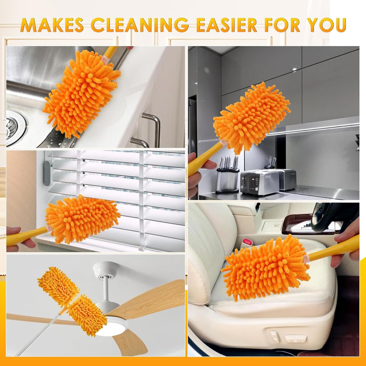 Redones Dusters for Swiffer - Reusable Duster Refill Compatible with Swiffer Hand Duster(8 Pack+1Handle), 360 Heavy Duty Dusters Refills