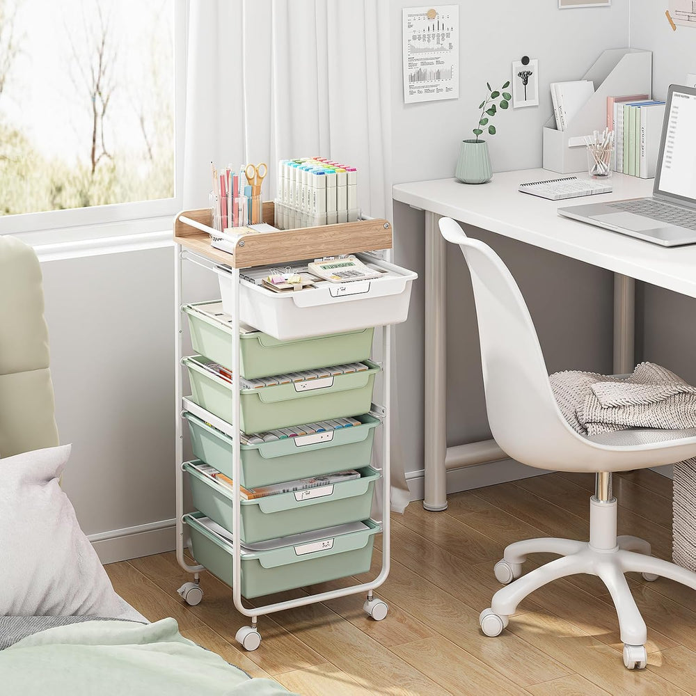 APEXCHASER Rolling Craft Storage Cart with 6 Drawers, Art Cart,Green