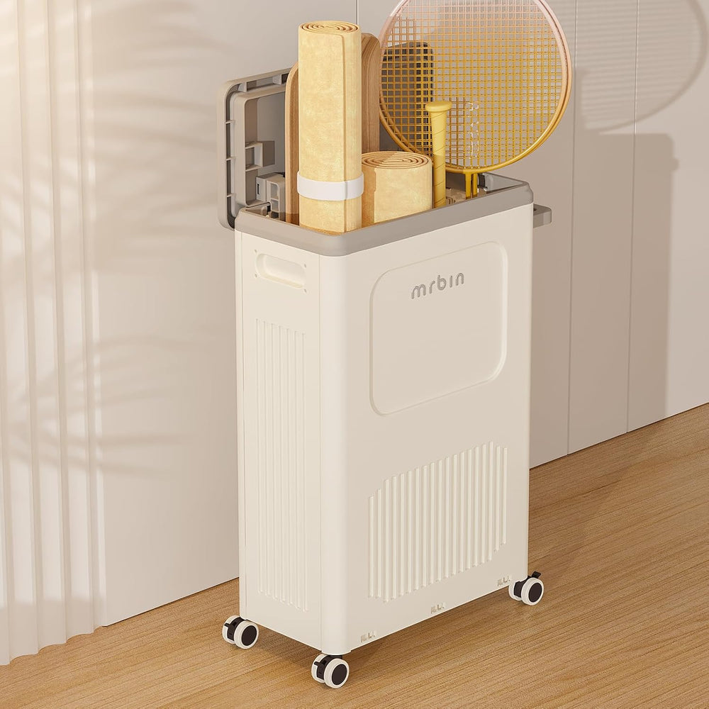MRBIN Laundry Basket with Wheels, 50L/13Gal Rolling Plastic Laundry Basket Ha...