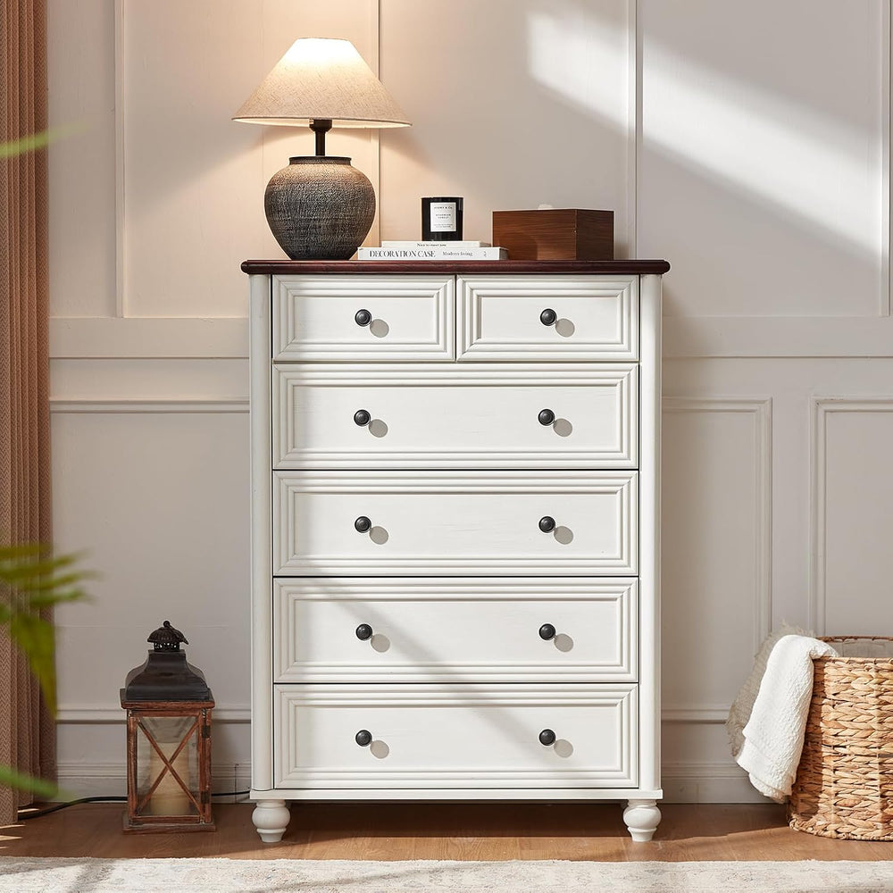 RWYHG Farmhouse 6 Drawer Dresser Set of 2, Chest of Drawers for Bedroom