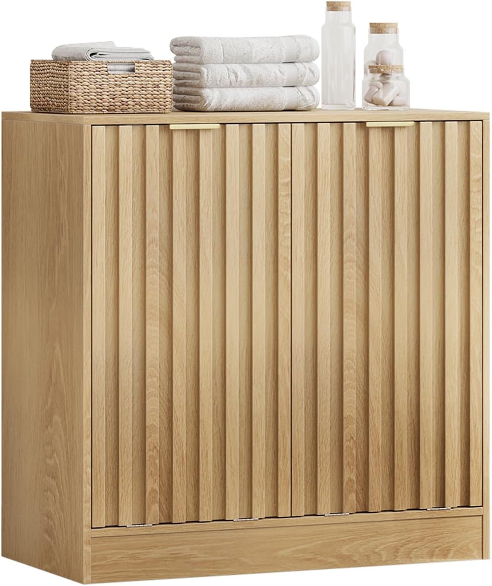 Smuxee Double Tilt Out Laundry Hamper Cabinet, Hidden Laundry Cabinet with Do...