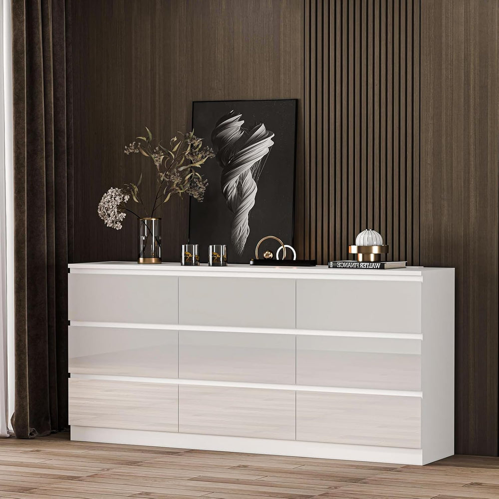 70 INCH 9 Drawers Dresser with Charging Station, Modern Large Dresser with 9 ...