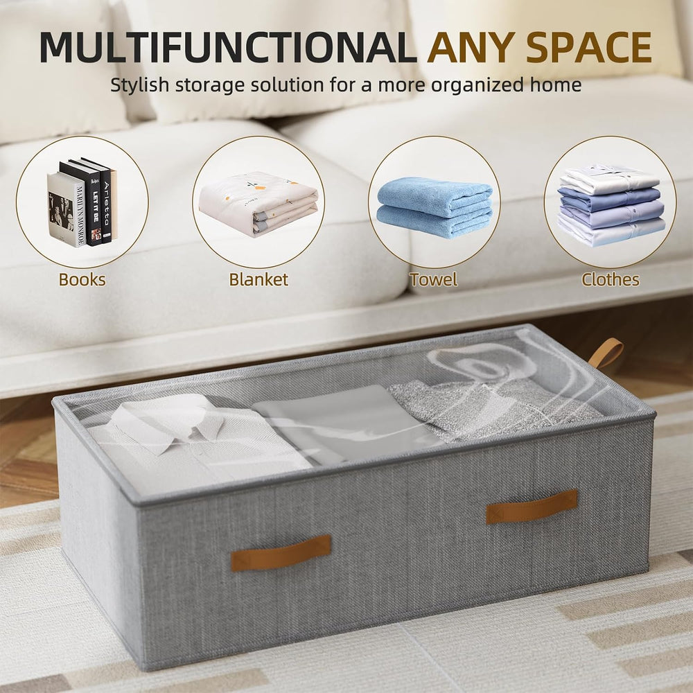 10inch 3 Pack Under Bed Storage Containers, 10 Inch Tall Underbed Clothes Sto...
