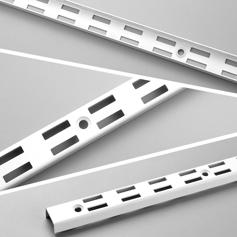 MorningRo 6 Pcs Dual Track Upright Wall Shelving System, White, 47.5 Inch