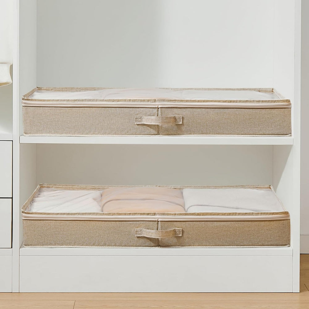 Berdeng 3 Pack Under Bed Storage Containers, Low Profile Underbed Shoes and C...