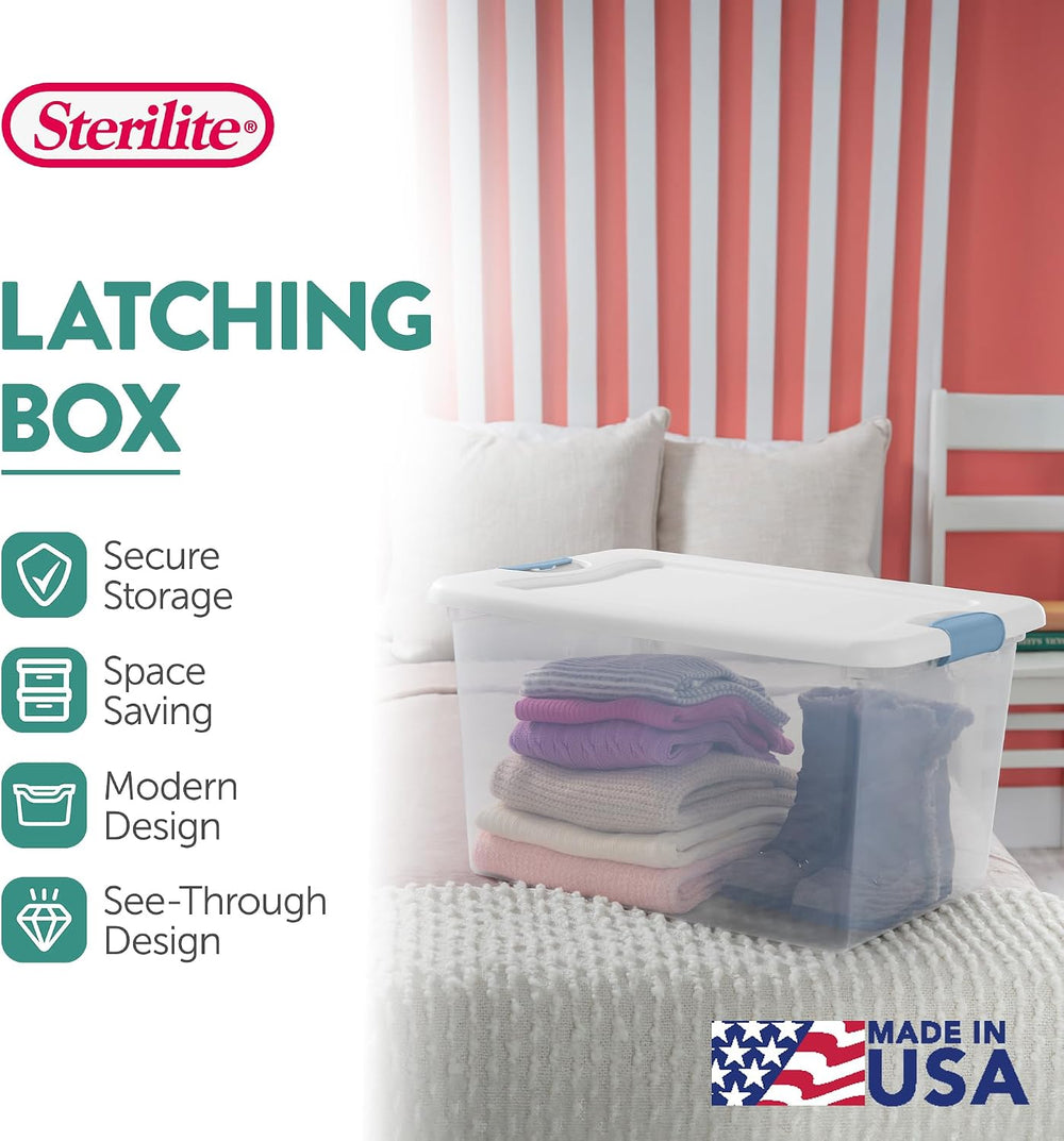 Sterilite 24-Pack Latching Box, Under Bed Storage Bins with Lids, Clear Plast...