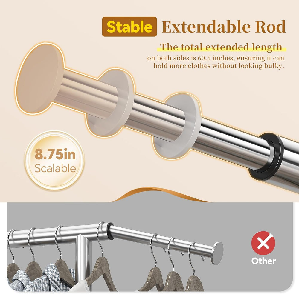 Simple Trending Heavy Duty Clothes Rack, Garment Rack with Extendable Side Ro...