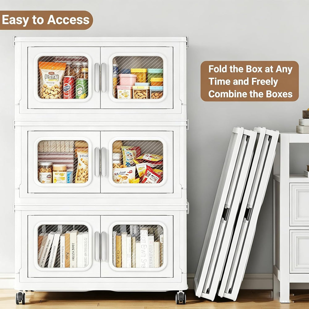 BROVIEW 240 Qt Extra Large Stackable Storage Bin with Lids, 4 Pack White