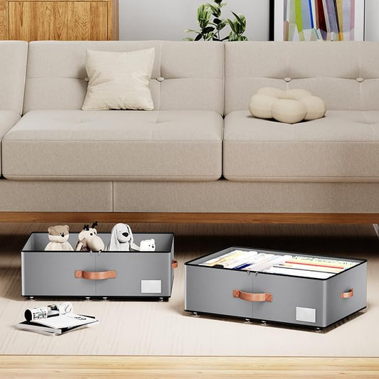 Under bed Storage With Wheels, Large Capacity 10 inches Height Storage Bins - Image 2