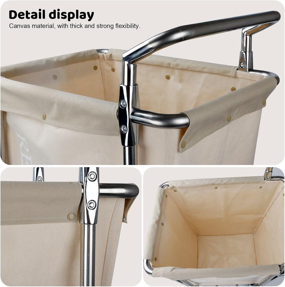 Laundry Cart with Wheels, Rolling Laundry Hamper with Wheels and Handle, Larg...