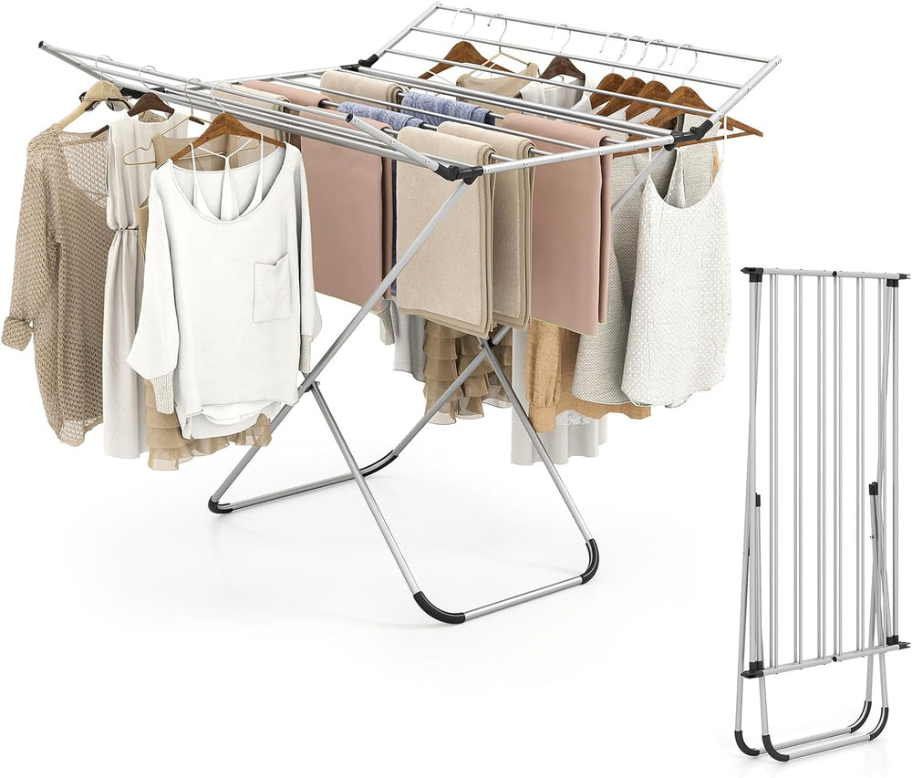 Giantex Foldable Clothes Drying Rack, Freestanding Aluminum Laundry Drying Ra...