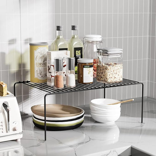 MediumBlack Cabinet Storage Shelf Rack Set of 4, Rustproof Metal Wire Kitchen - Image 2