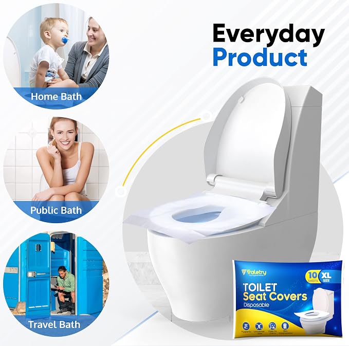 Toilet Seat Covers Disposable Flushable Travel Pack of 100 XL-Disposable Toilet - Image 7