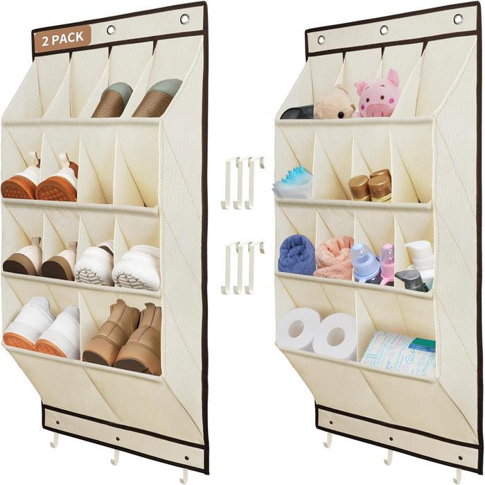 2 Pack Over the Door Shoe Organizers, Hanging Shoe Organizers Large Pockets