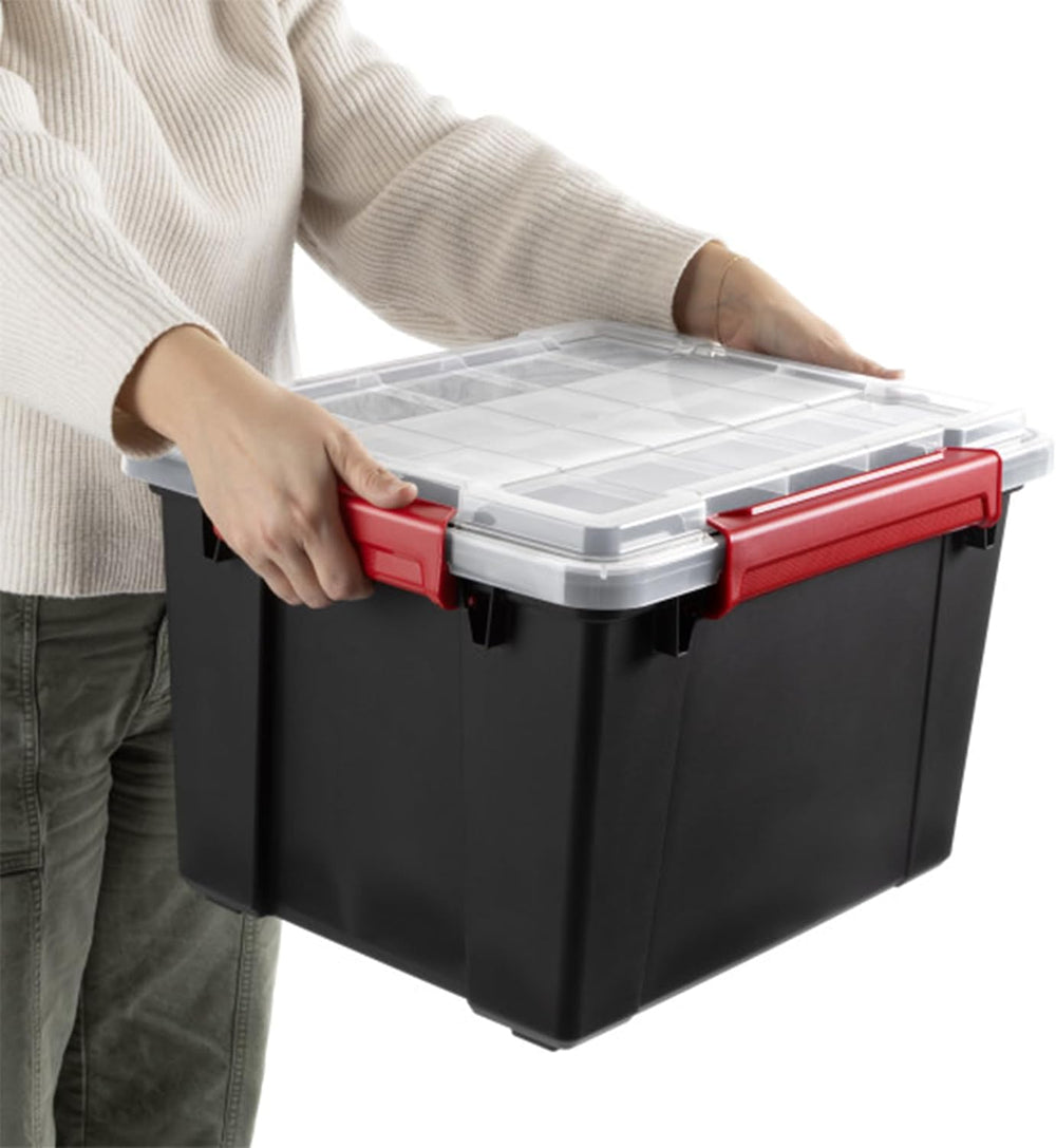 Sterilite 8 Pack Gasket Box, Stackable Plastic 8.5 Gallon Storage Container w...
