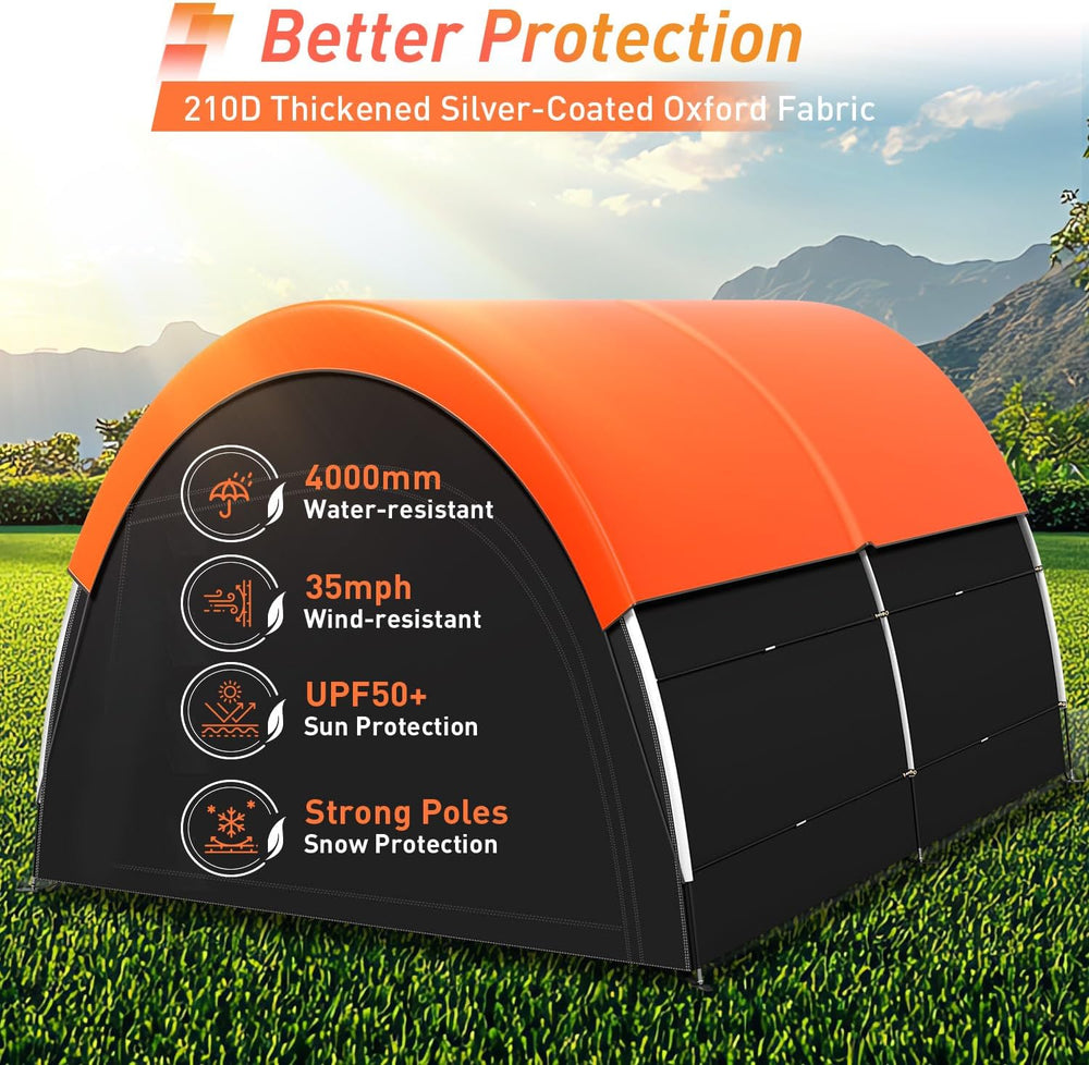 Upgraded Bike Tent with Rain Cover, Outdoor Storage Shed for 6-10 Bikes