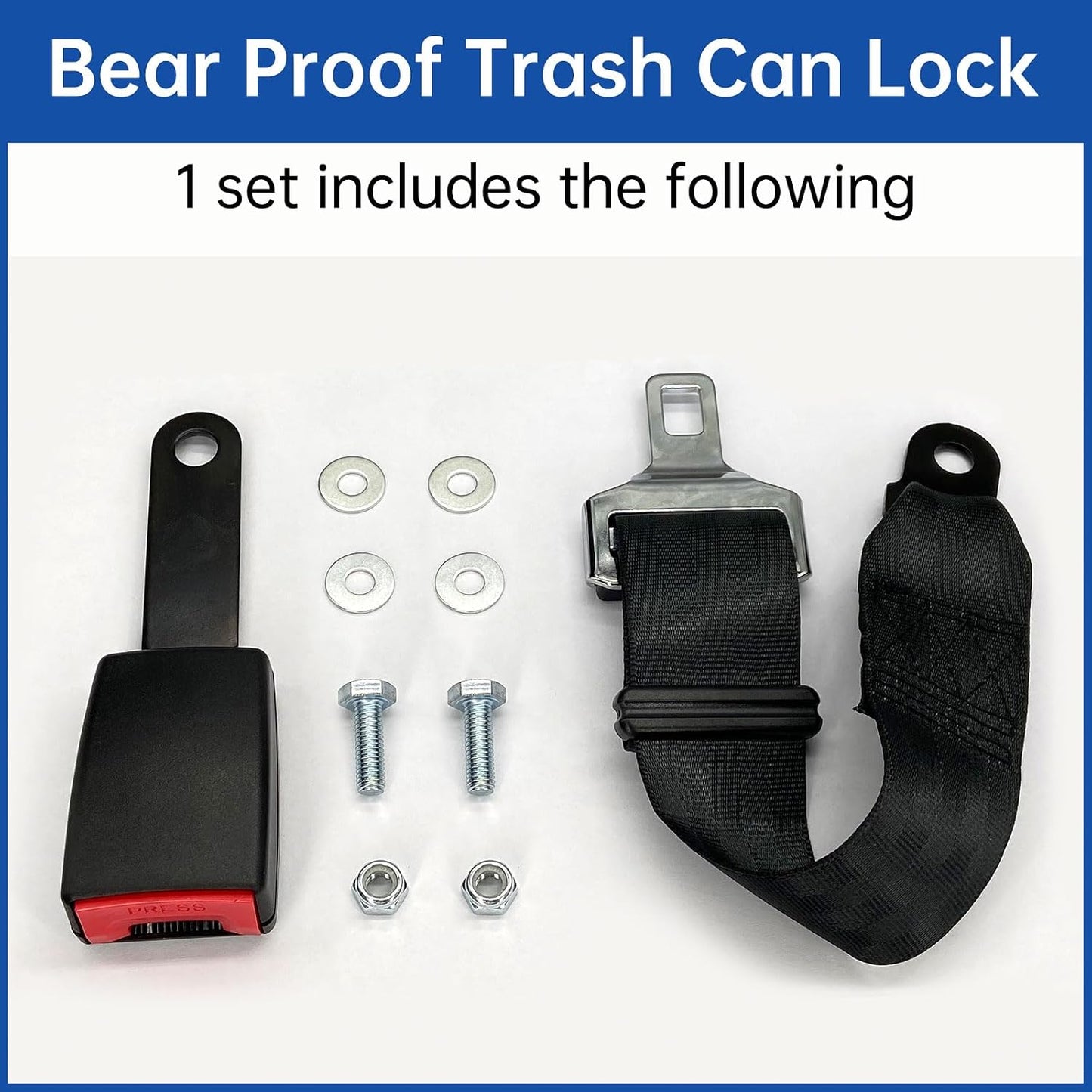 Bear Proof Trash Can Lid Lock, Raccoon Proof Garbage Can Strap (Metal Enhanced Version)